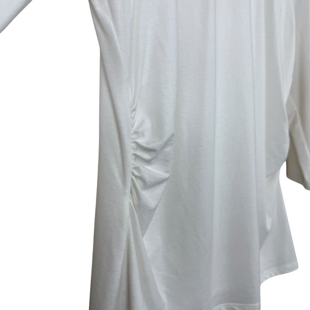 White House Black Market White Scoop Neck 3/4 Sleeve Ruched Top Womens Size XL - Picture 3 of 6